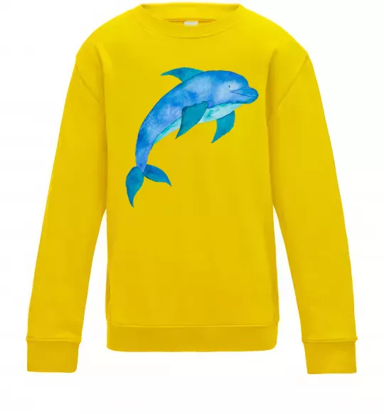Детский Свитшот Акварельний дельфін Солнечно желтый фото