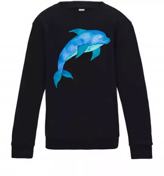 Детский Свитшот Акварельний дельфін Черный фото