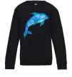 Детский Свитшот Акварельний дельфін Черный фото