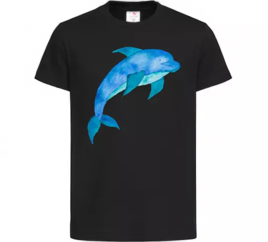 Детская футболка Акварельний дельфін Черный фото