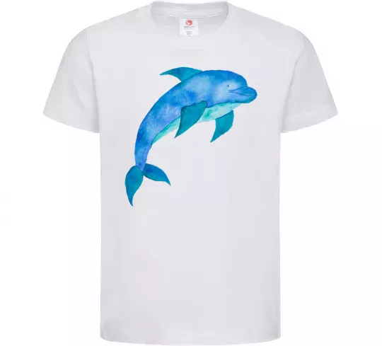 Детская футболка Акварельний дельфін Белый фото