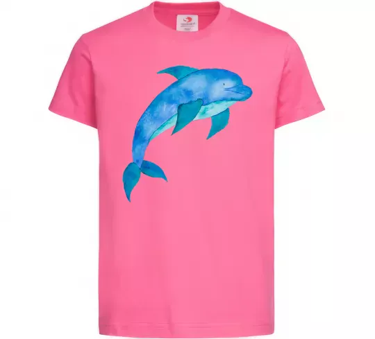 Детская футболка Акварельний дельфін Ярко-розовый фото