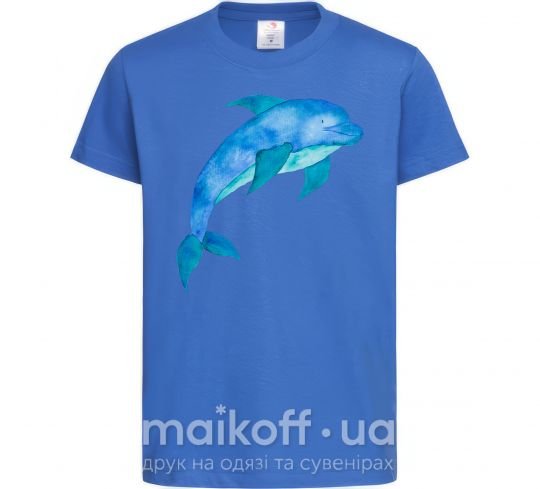 Дитяча футболка Акварельный дельфин Яскраво-синій фото