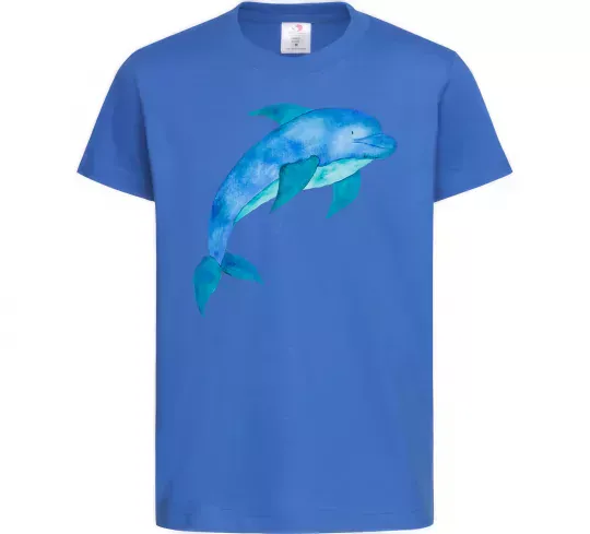 Детская футболка Акварельний дельфін Ярко-синий фото