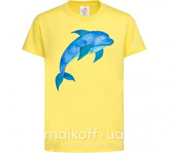 Дитяча футболка Акварельный дельфин Лимонний фото