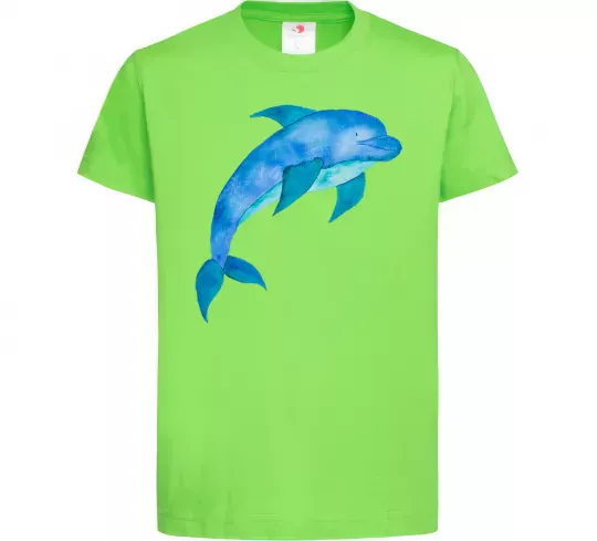 Детская футболка Акварельний дельфін Лаймовый фото