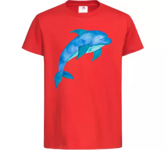 Детская футболка Акварельний дельфін Красный фото