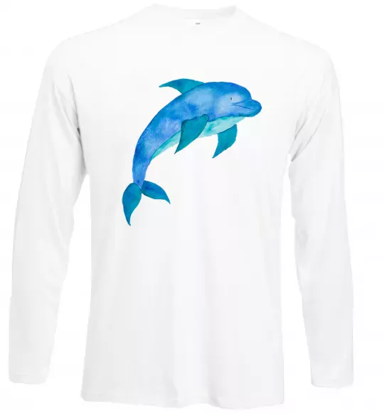 Лонгслів Акварельний дельфін Білий фото