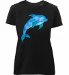 Женская премиум футболка Акварельний дельфін Черный фото