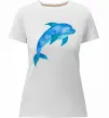 Женская премиум футболка Акварельний дельфін Белый фото