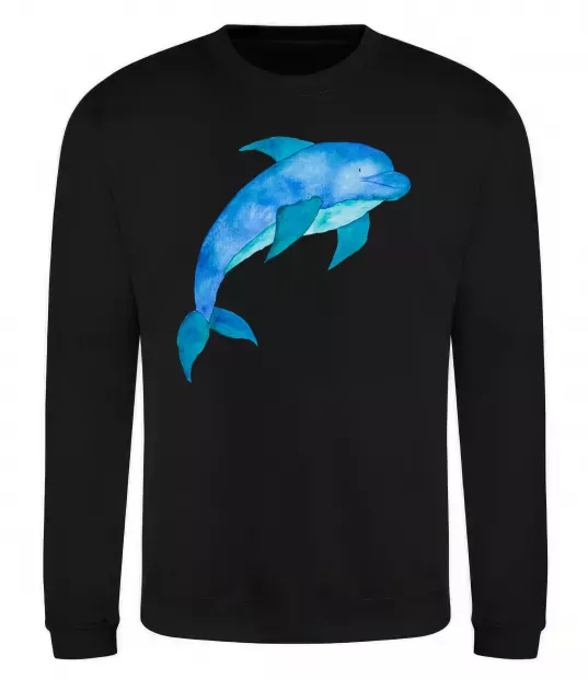 Свитшот Акварельний дельфін Черный фото