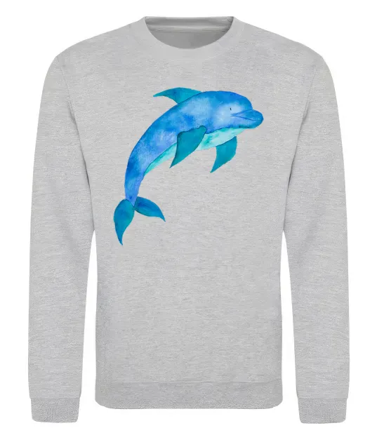 Свитшот Акварельний дельфін Серый меланж фото