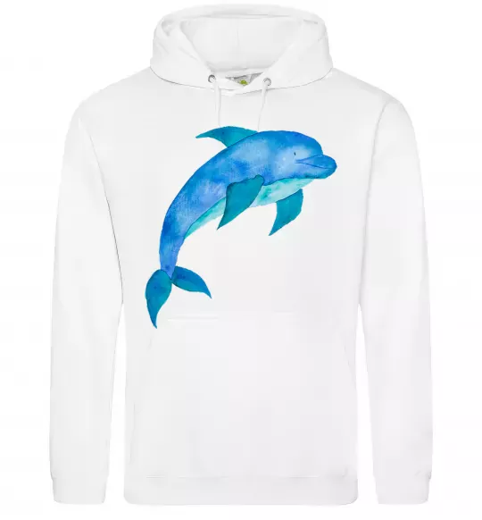 Чоловіча толстовка (худі) Акварельний дельфін Білий фото