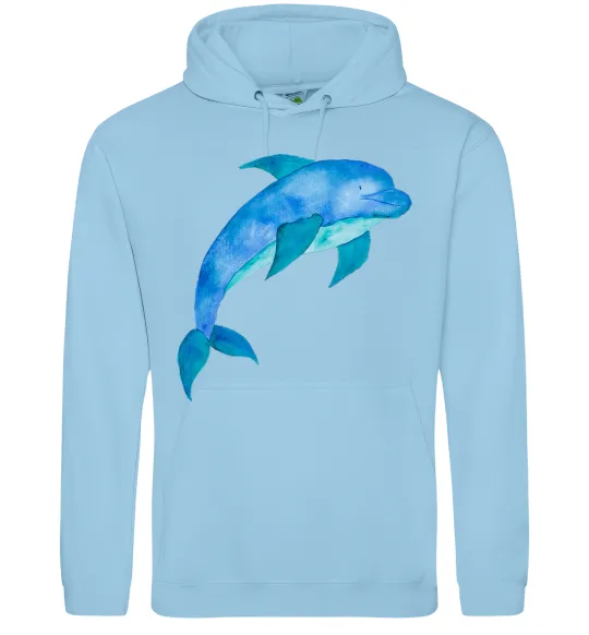 Мужская толстовка (худи) Акварельний дельфін Голубой фото
