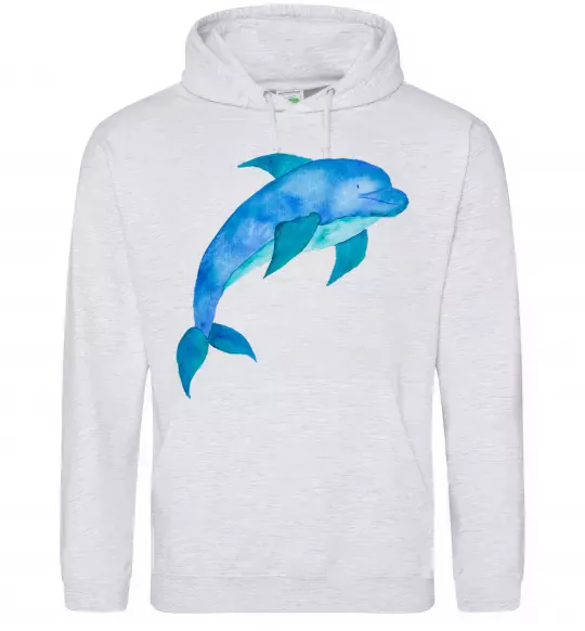 Жіноча толстовка (худі) Акварельний дельфін Сірий меланж фото