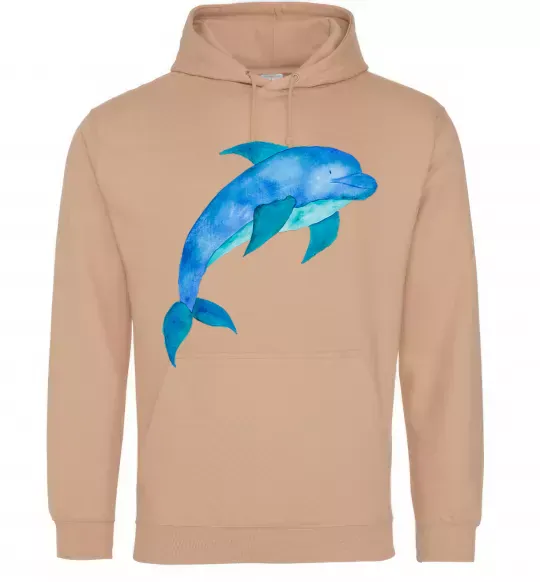Жіноча толстовка (худі) Акварельний дельфін Пісочний фото