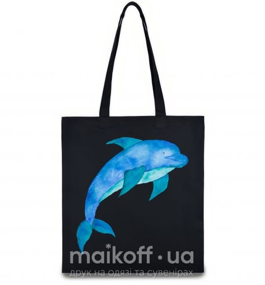 Эко-сумка Акварельный дельфин Черный фото