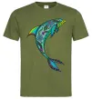 Чоловіча футболка Дельфін ілюстрація Оливковий фото