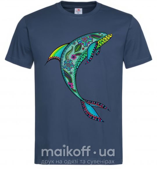Мужская футболка Дельфин иллюстрация Темно-синий фото