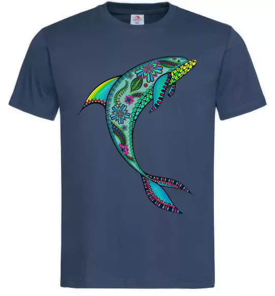 Чоловіча футболка Дельфін ілюстрація Темно-синій фото