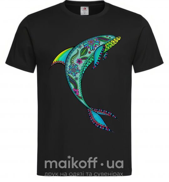 Мужская футболка Дельфин иллюстрация Черный фото