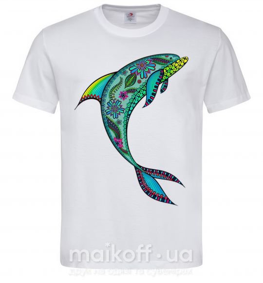 Мужская футболка Дельфин иллюстрация Белый фото