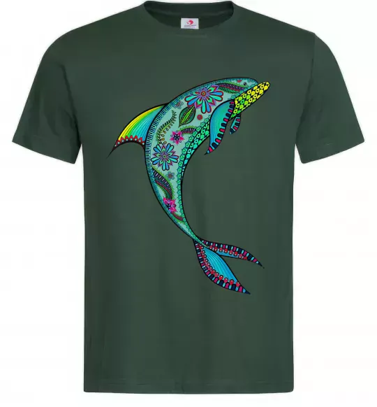Чоловіча футболка Дельфін ілюстрація Темно-зелений фото
