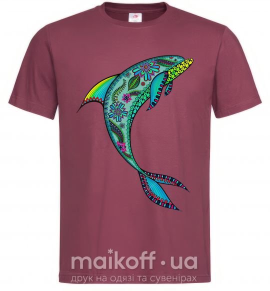 Мужская футболка Дельфин иллюстрация Бордовый фото