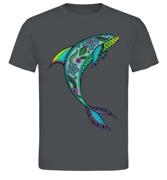 Чоловіча футболка Дельфін ілюстрація Графіт фото