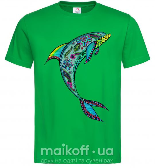 Чоловіча футболка Дельфин иллюстрация Зелений фото