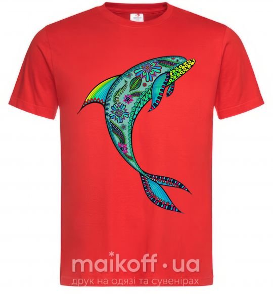 Мужская футболка Дельфин иллюстрация Красный фото