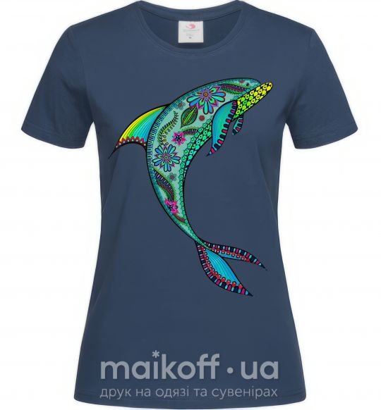 Жіноча футболка Дельфин иллюстрация Темно-синій фото