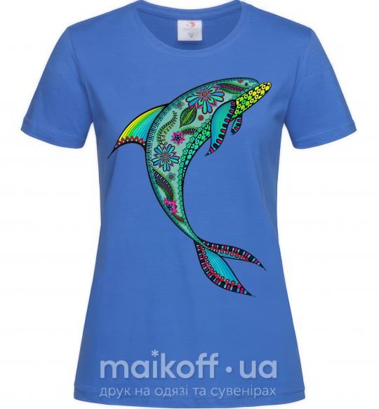 Жіноча футболка Дельфин иллюстрация Яскраво-синій фото