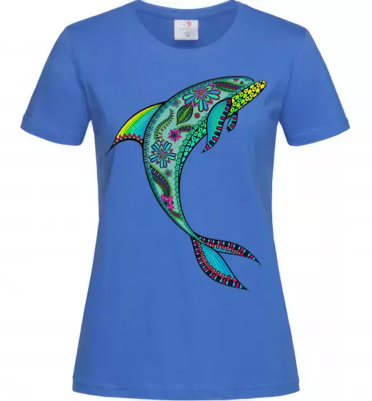 Женская футболка Дельфін ілюстрація Ярко-синий фото