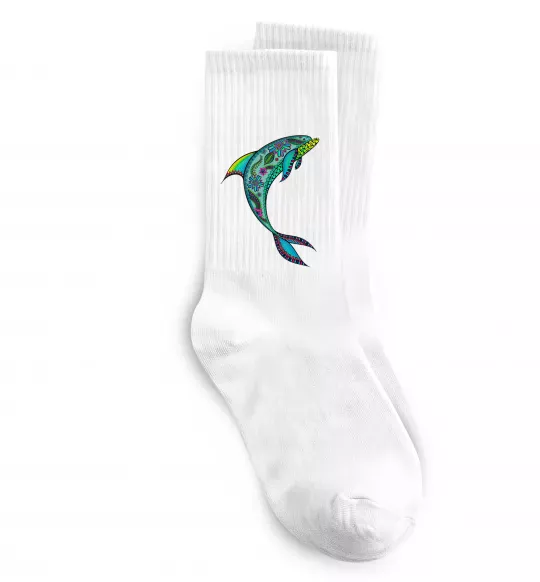 Шкарпетки Дельфін ілюстрація Білий фото