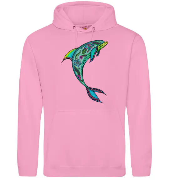 Чоловіча толстовка (худі) Дельфін ілюстрація Рожевий фото