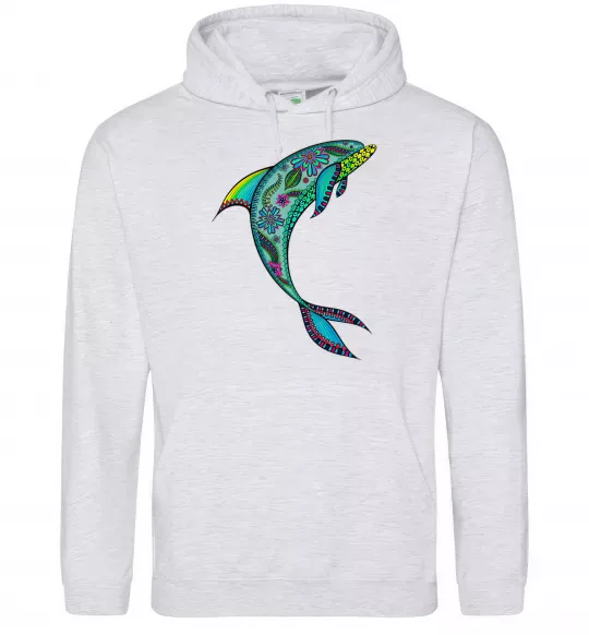 Чоловіча толстовка (худі) Дельфін ілюстрація Сірий меланж фото