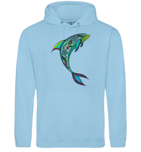 Чоловіча толстовка (худі) Дельфін ілюстрація Блакитний фото