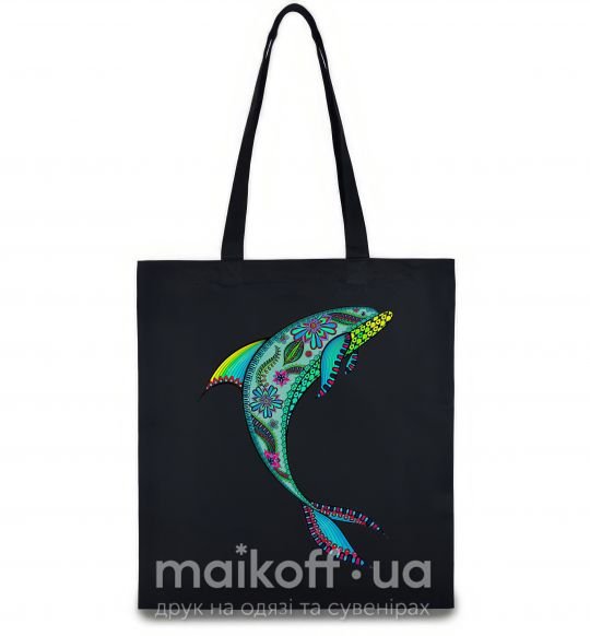 Еко-сумка Дельфин иллюстрация Чорний фото