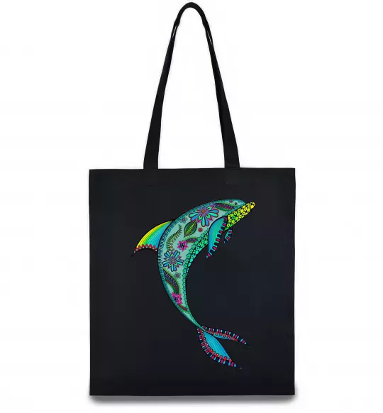 Еко-сумка Дельфін ілюстрація Чорний фото