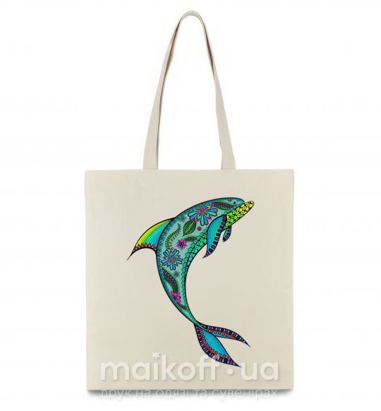 Еко-сумка Дельфин иллюстрация Бежевий фото
