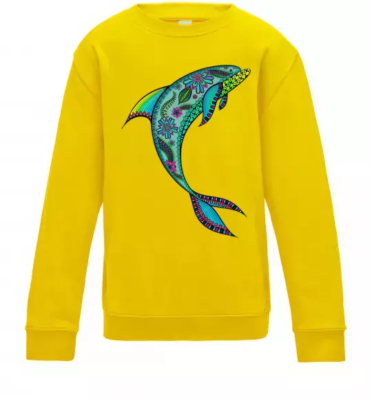 Дитячий світшот Дельфін ілюстрація Сонячно жовтий фото