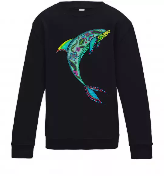 Дитячий світшот Дельфін ілюстрація Чорний фото