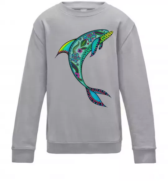 Дитячий світшот Дельфін ілюстрація Сірий меланж фото