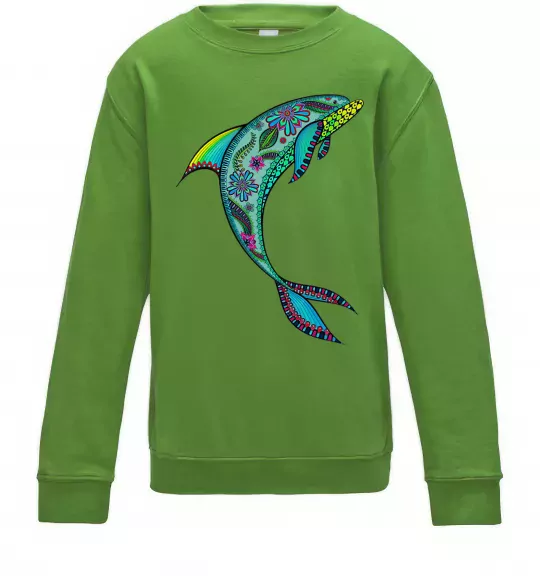 Дитячий світшот Дельфін ілюстрація Лаймовий фото