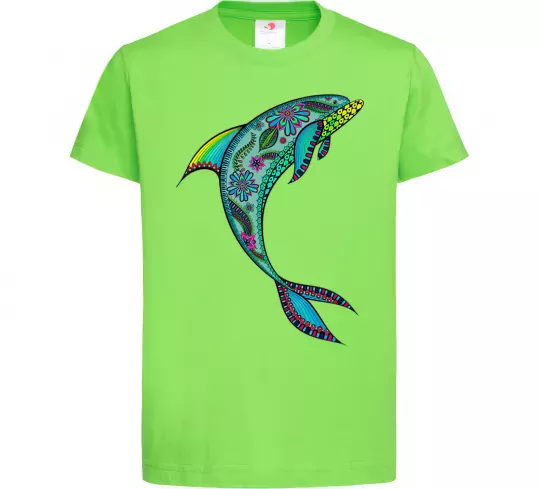 Детская футболка Дельфін ілюстрація Лаймовый фото