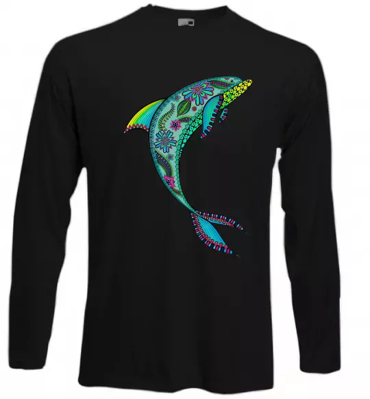Лонгслив Дельфін ілюстрація Черный фото