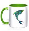 Чашка с цветной ручкой Дельфин иллюстрация Зеленый фото
