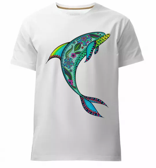 Чоловіча преміум футболка Дельфін ілюстрація Білий фото