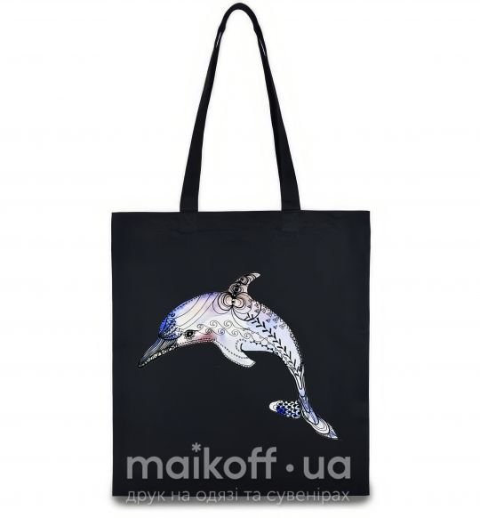 Эко-сумка Пастельный дельфин Черный фото